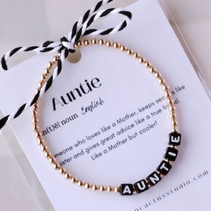 Pulsera de cuentas para tía de The Neon Cactus Studio / Pulsera dorada para tía / Regalo para anunciar el embarazo / Regalo para el día de la madre