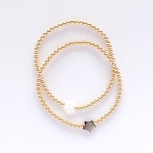 Pulsera de estrella de nácar dorado de The Neon Cactus Studio / Pulsera de estrella con cuentas rellenas de oro / Pulsera de estrella / Regalo para el mejor amigo