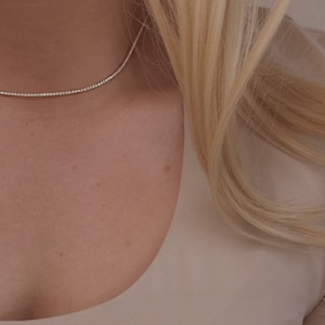 Gold Filled dainty Diamond CZ Tennis choker | Diamond Tennis Choker | CZ Diamond Tennis Necklace