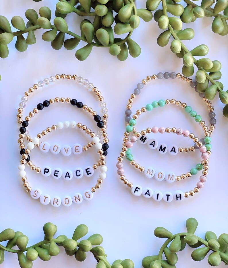 Gold Filled and Color Bead Personalized Beaded Name Bracelet Etsy