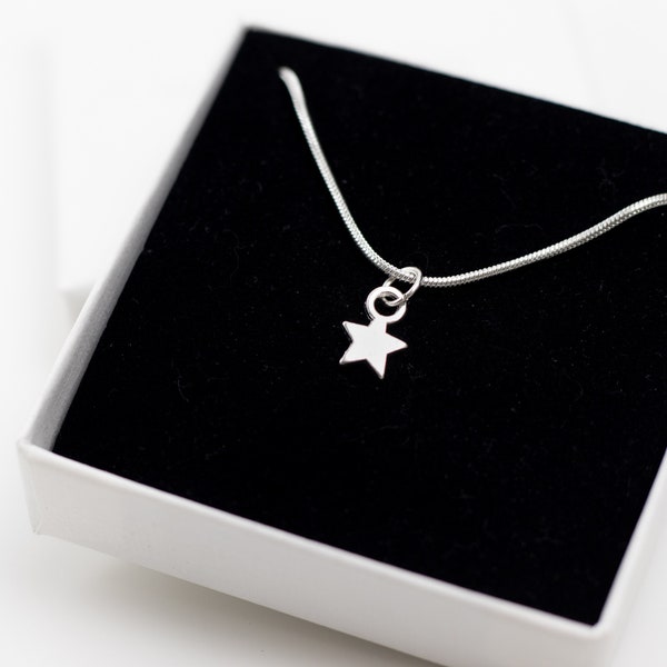 Star Charm Ketting, 925 Sterling Zilver, Verzilverd, Cadeau voor haar, Sierlijke Sieraden Ketting, Tiny Star Charm, Verjaardagscadeau, Dames