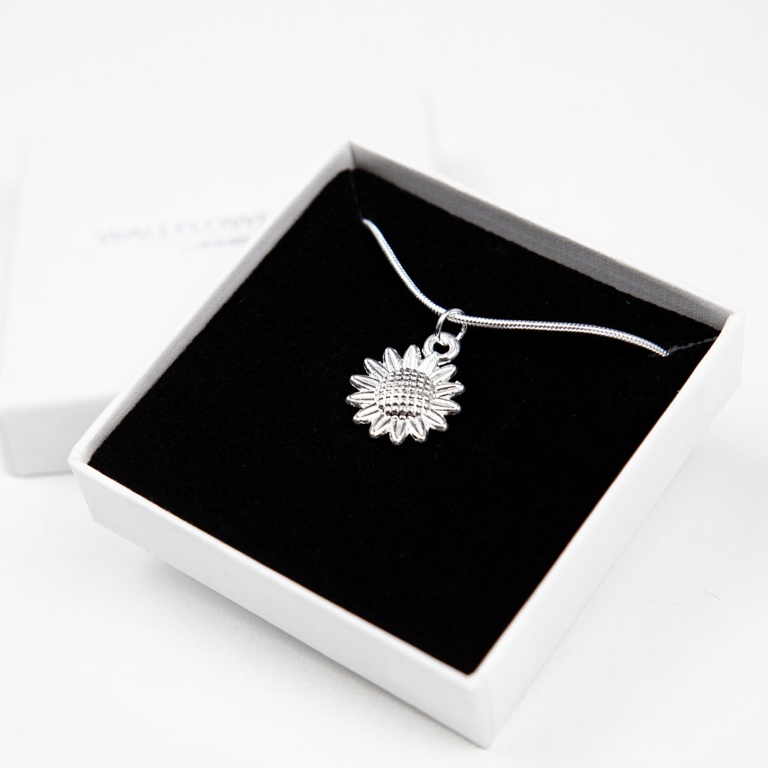 Silver Sunflower Necklace Sunflower Jewellery Sunflowers Etsy