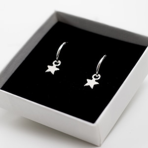 Star Hoop Earrings, Star Hoops, Star Earrings, Silver Hoops, Sterling Silver Hoops, Dainty Hoops, Dainty Jewellery, Gift for her, minimalist