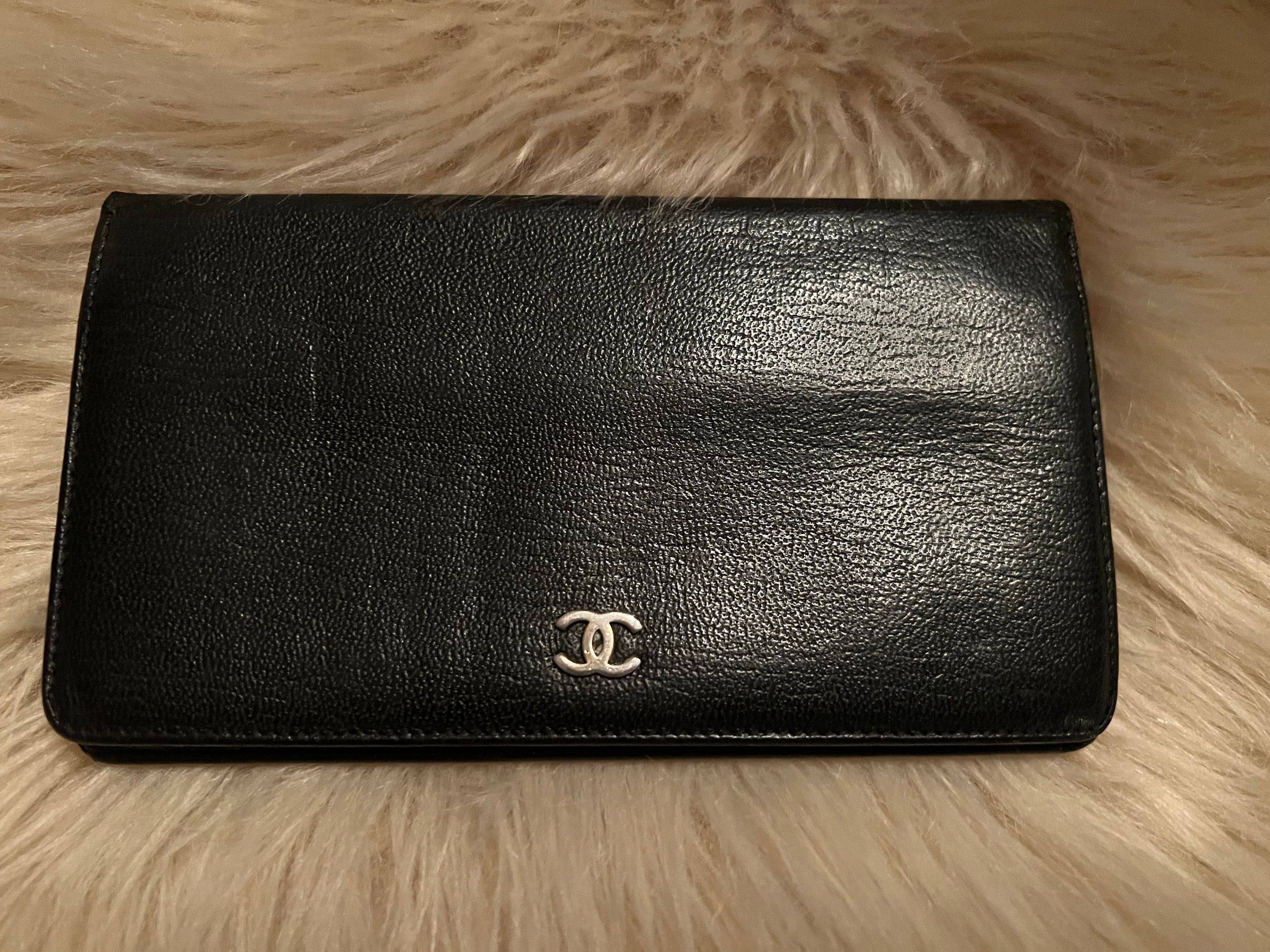 Custom painted Authentic Coco Chanel long wallet. Vintage Wallet