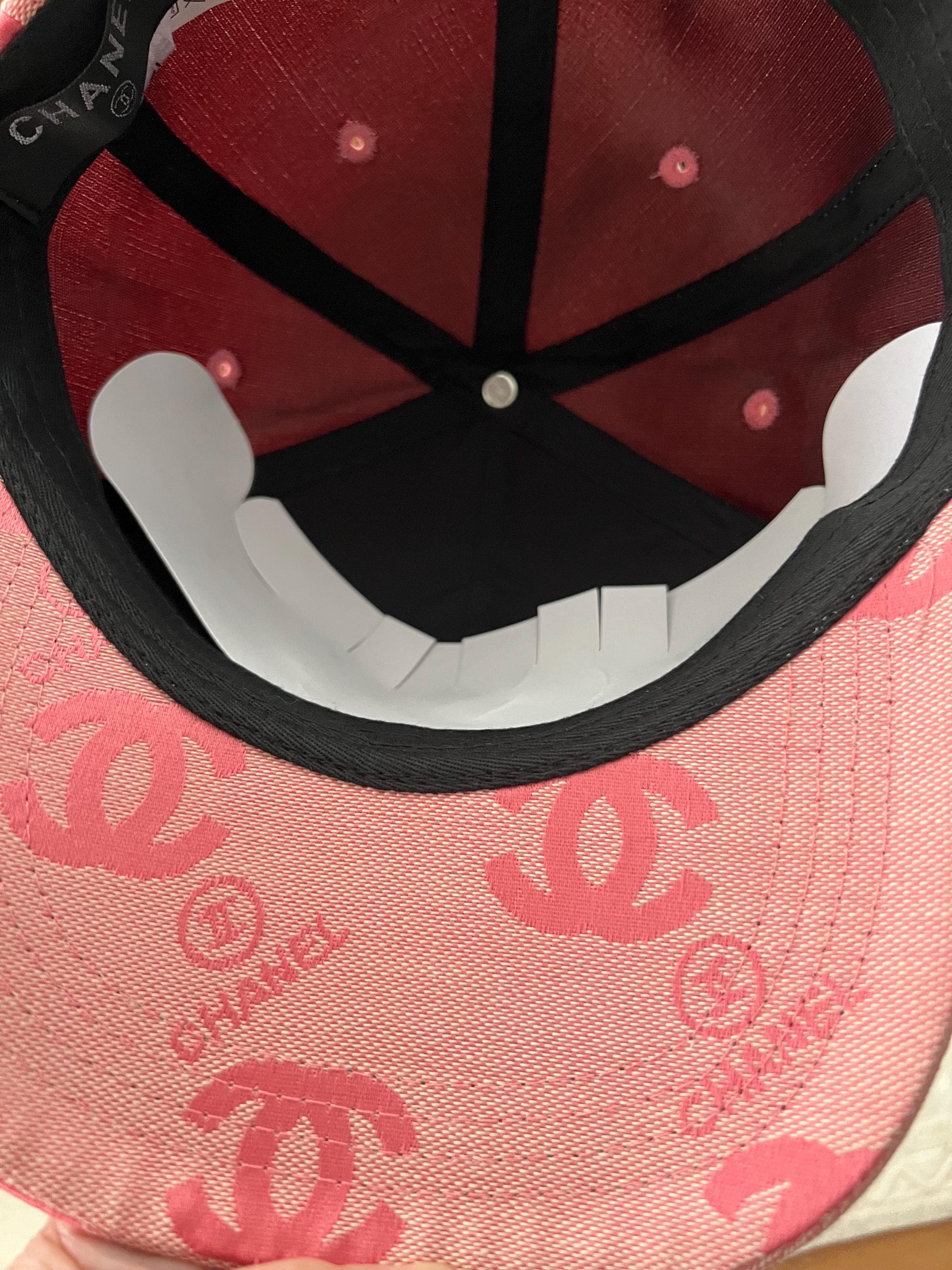 Authentic Chanel CC Embroidered Logo, Pink Cotton Baseball Cap Hat