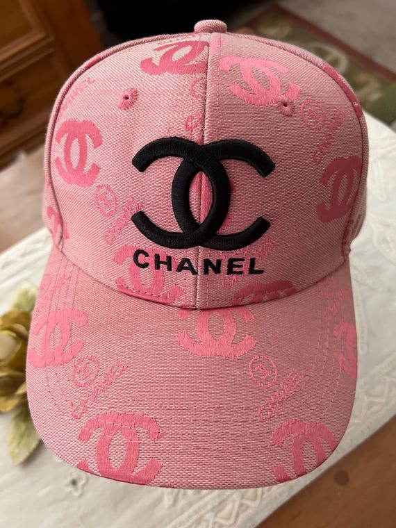 Authentic Chanel CC Embroidered Logo, Pink Cotton Baseball Cap Hat