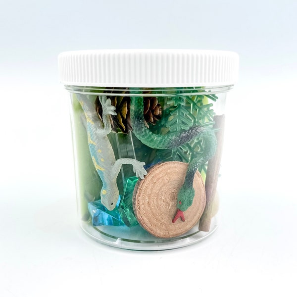 Reptile Play Dough Kit, Lizard Snake Sensory Jar, Nature Travel Gift, Homemade Play Doh, Kids Birthday Gift