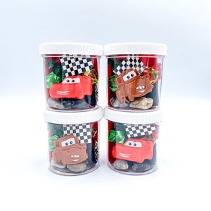 Lightning McQueen Inspired Play Dough Party Favors, Cars Mater Sensory Jar, Kids Birthday Gift, Class Goodie Bags, Homemade Play Doh
