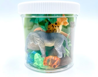 Zoo Animal Play Dough Kit, Safari Sensory Jar, Nature Travel Gift, Homemade Play Doh, Kids Birthday Gift