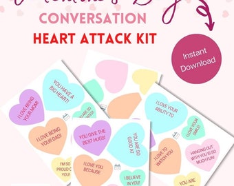 Valentine's Day Conversation Heart Attack Kit INSTANT DOWNLOAD, Love Notes for Kids, DIY Valentine Printable, Valentines Digital Download