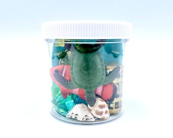 Ocean Play Dough Kit, Sea Animal Sensory Jar, Under the Sea Travel Gift, Homemade Play Doh, Kids Birthday Gift