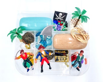 Pirate Play Dough Kit, Pirates Sensory Bin, Ocean Busy Box, Under the Sea, Caribbean Tinker Tray Toy, Homemade Play Doh, Kids Travel Gift