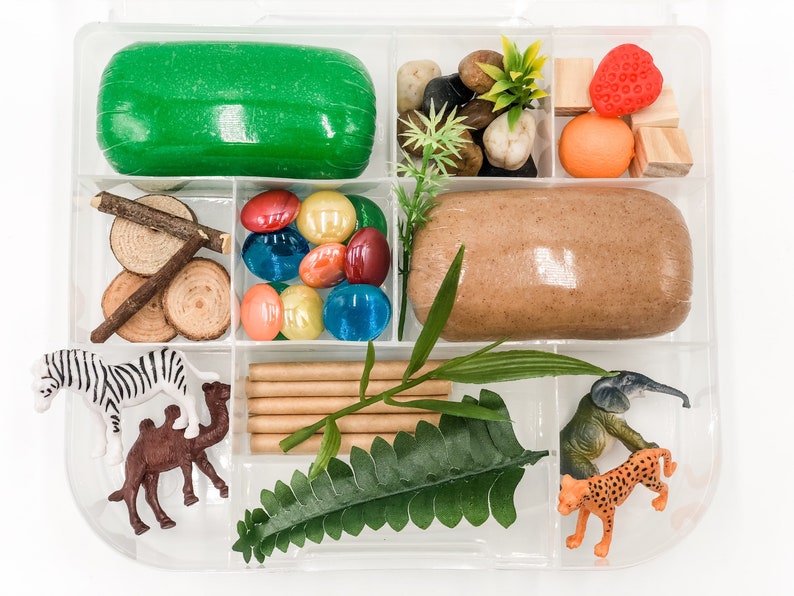 Zoo Play Dough Kit Animal Sensory Kit Zoo Busy Box Safari Etsy