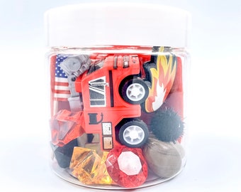 Firetruck Play Dough Kit, Firefighter Sensory Jar, Hero Birthday Gift, Homemade Play Doh, Kids Travel Toy
