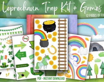 Leprechaun Trap Kit INSTANT DOWNLOAD, St. Patrick's Day Printable, Kids St. Patty’s DIY Craft, Digital Download