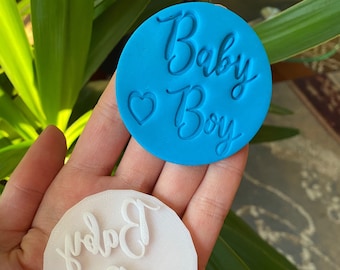 Timbres de fondant Baby Boy Shower - Fabriqué au Canada