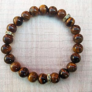 Tiger Eye Bracelet,Tiger Eye Gemstone Beads,Elastic Bracelet,Man,Woman,Mens Beaded Bracelet 8.5 mm