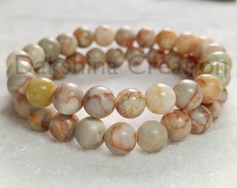 Red Picasso Jasper Bracelet: 6mm Healing Gemstone Stretch Bracelet