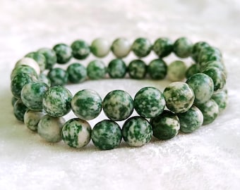 Tree Agate Bracelet: Natural Gemstone Beaded Jewelry, Grounding Crystal