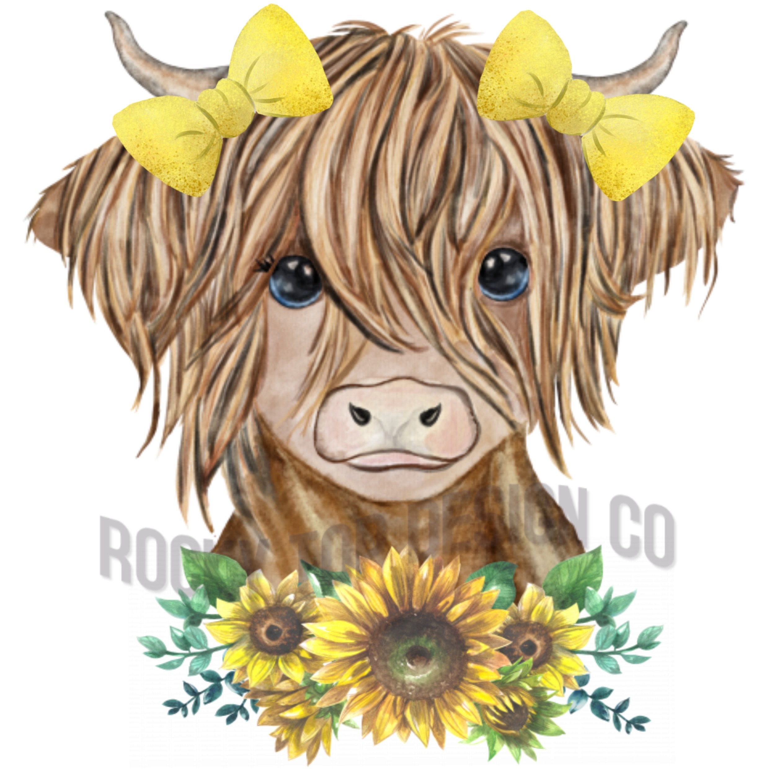 Highland Cow With Bows-Sunflower PNG Instant Digital | Etsy