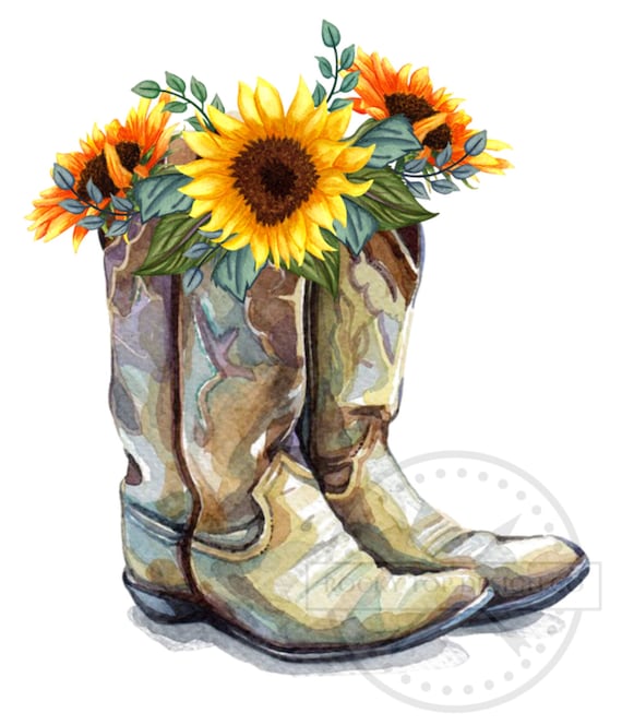 Boots With Sunflowers PNG Instant Digital Download - Etsy