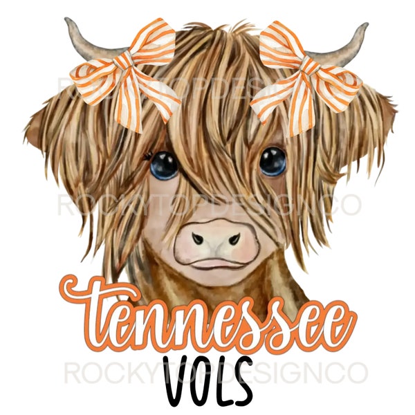 Tennessee Vols Highland Cow Design - PNG File Only - Sublimation- Digital Download