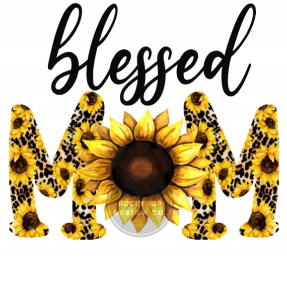 Blessed mom sunflowers design transparent background png  etsy