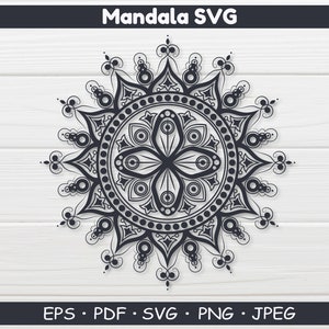 Mandala SVG, Boho SVG, Mandala Clipart, Floral Decal Design, Boho Flower Mandala Stencil SVG, Cricut Silhouette, svg Files, Mandala Style