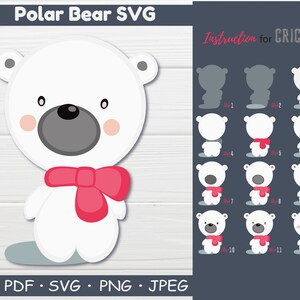 Polar Bear SVG, Cut file, Cricut, Silhouette, svg files, Cute Polar Bear SVG, Winter Animal Svg, Christmas Svg, Vinyl Decal, Winter Svg