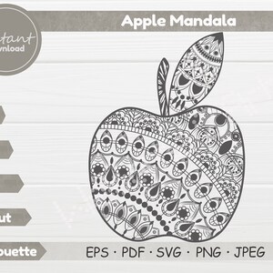 Apple SVG Apple Mandala SVG Svg Files Mandala Svg Mandala - Etsy