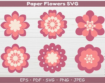 Paper flower svg, Flower template svg, flower svg, 3d flower svg, svg, flower clipart, flower cut file, svg for cricut, printable diy flower