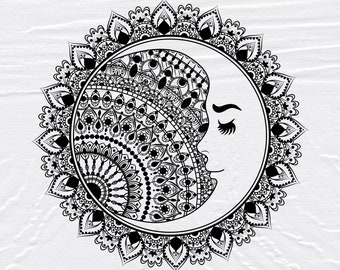 Download Moon Mandala Svg Etsy