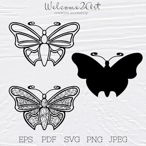 Butterfly svg, SVG file for cricut, pdf, png, eps, clipart, silhouette butterfly, ornament and pattern, butterfly cut, file instant download