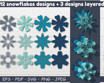 Download Layered Snowflake Svg Etsy
