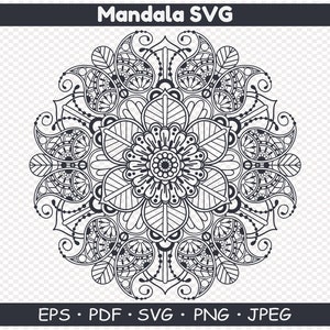 Mandala SVG, svg File, eps Files, pdf Files, Mandala Style, Boho SVG, Mandala Clipart, svg vector, cut files, floral mandala svg, flower svg