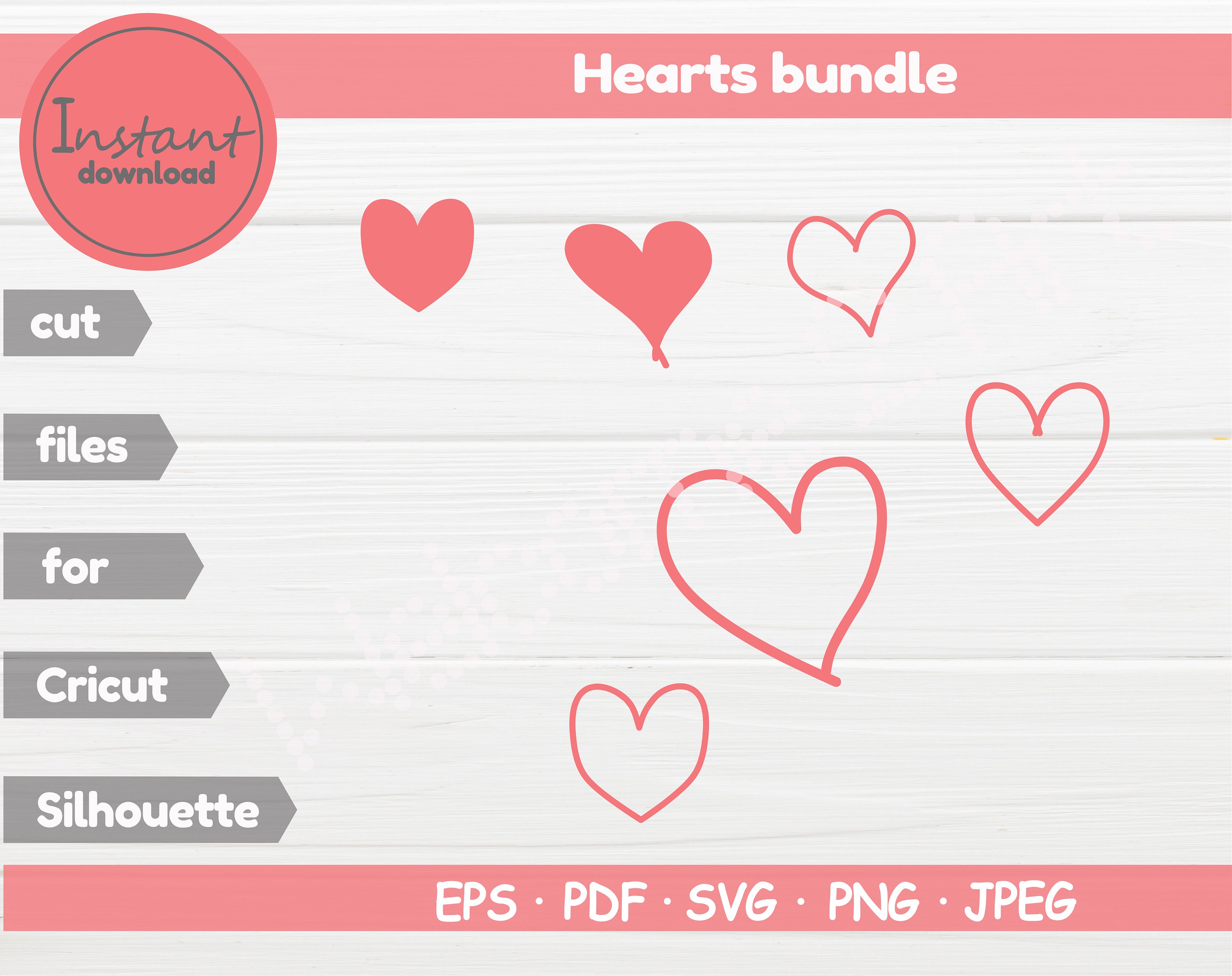 Heart Svg, Heart Svg Bundle, Heart Cut Files, Love Svg, Valentine Svg ...