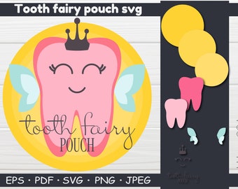 Hada de los dientes SVG, diente svg, bolsa de hadas de dientes, archivos svg para cricut, archivos cortados, bebé svg, silueta de dientes, bolsa de hadas de dientes, ducha de bebé svg