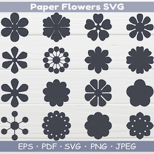 Flower Svg, Flowers Cutting Files, Paper Flowers Templates SVG, Flowers Center SVG Template, Flower Silhouette, Wedding Decorations, Origami