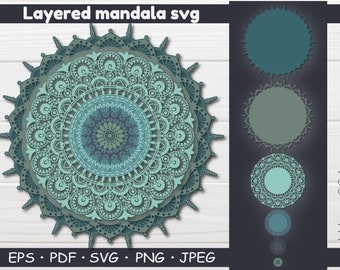 3D Mandala SVG, Layered Mandala SVG, Paper Craft, Cricut Svg, Silhouette Svg, 3d layered mandala svg, Mandala Cut File, mandala svg, mandala