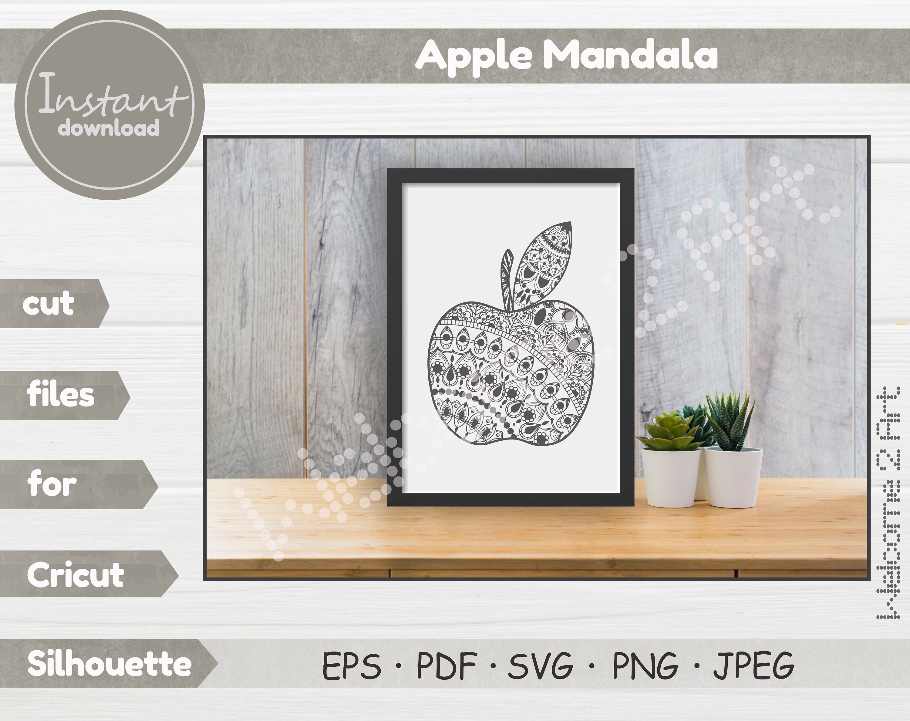 Apple SVG Apple Mandala SVG Svg Files Mandala Svg Mandala - Etsy