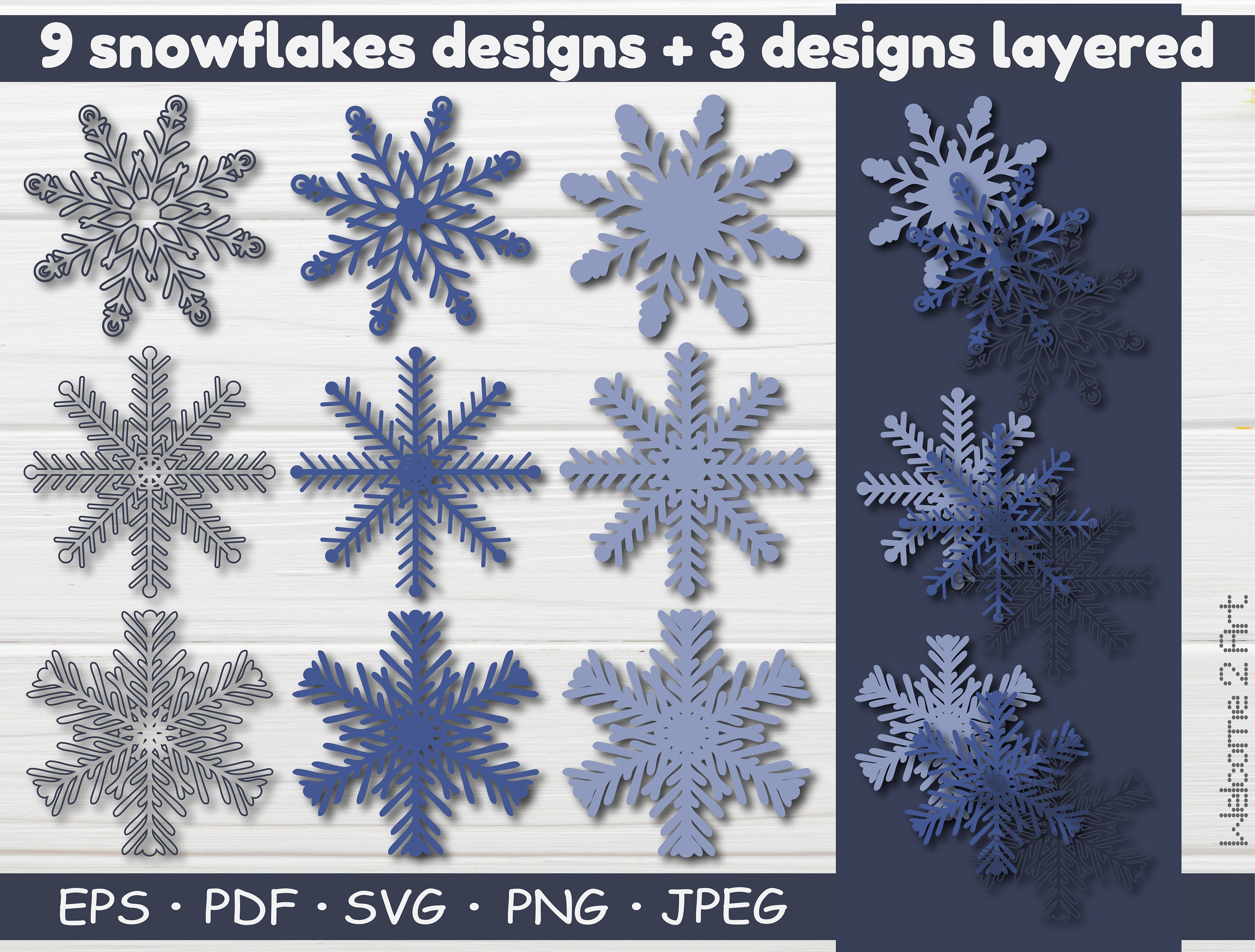 Download 3d Layered Snowflakes Christmas Svg Snowflakes Bundle Cut Etsy