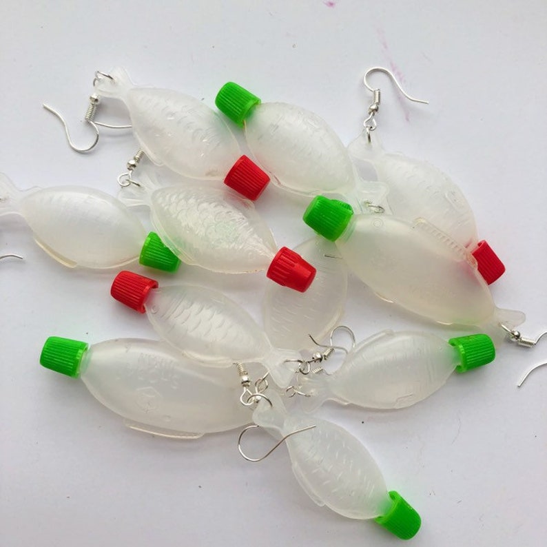 Recycled soy sauce plastic weird sushi fish earring Etsy