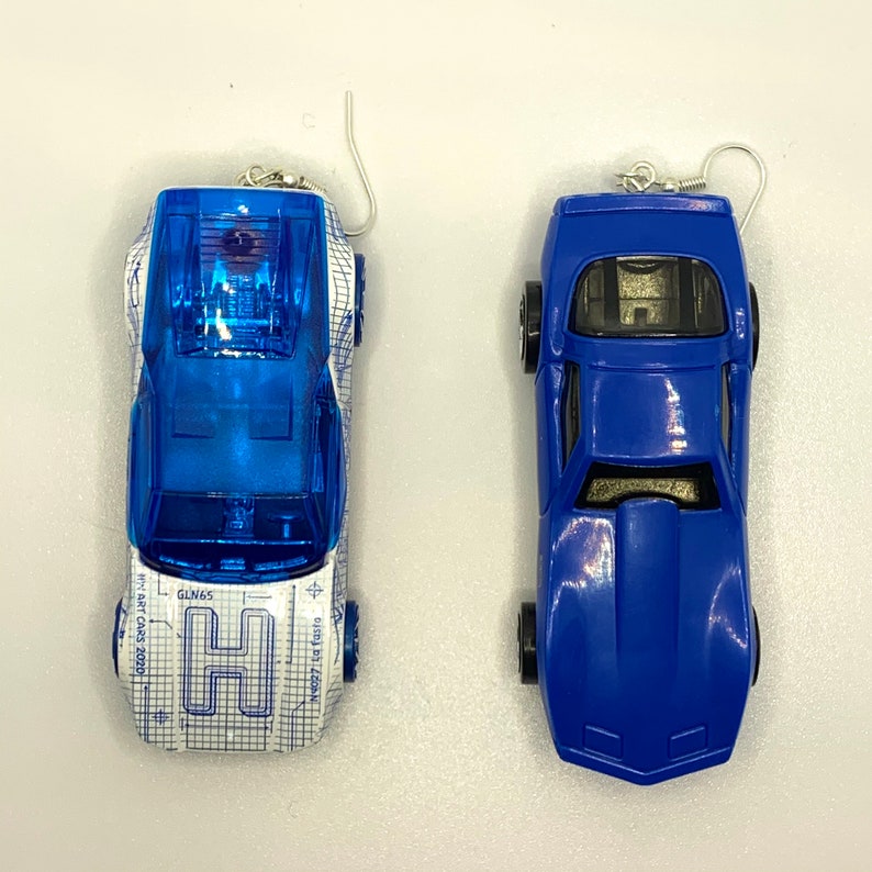 Handmade 90s Nostalgic Toy Car Blue Hot Wheels Earrings Etsy