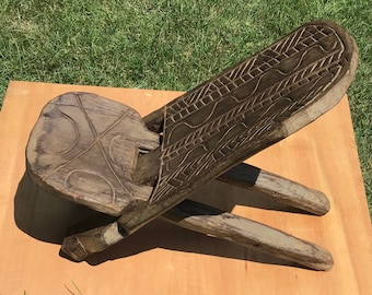 Senufo Stargazer African Hand-Carved Folding Chair Authentic Antique
