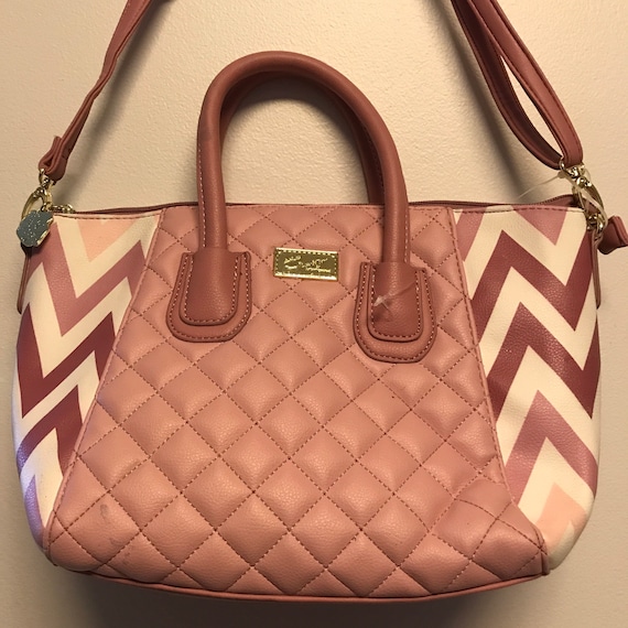 Betsy Johnson Pink Satchel with Chevron print Luv 