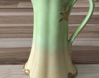 Chocolate Pot 19th Century Haviland ,Limoges France ca.1888-1896 Peach Green Gold antique