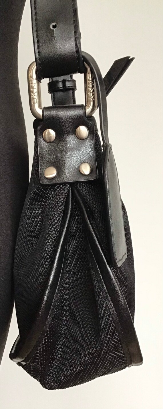 DKNY Crossbody Handbag Nylon Leather Black Excellent Gem