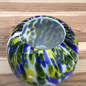 Art Glass Cased Glass Vase Blue Green White excellent