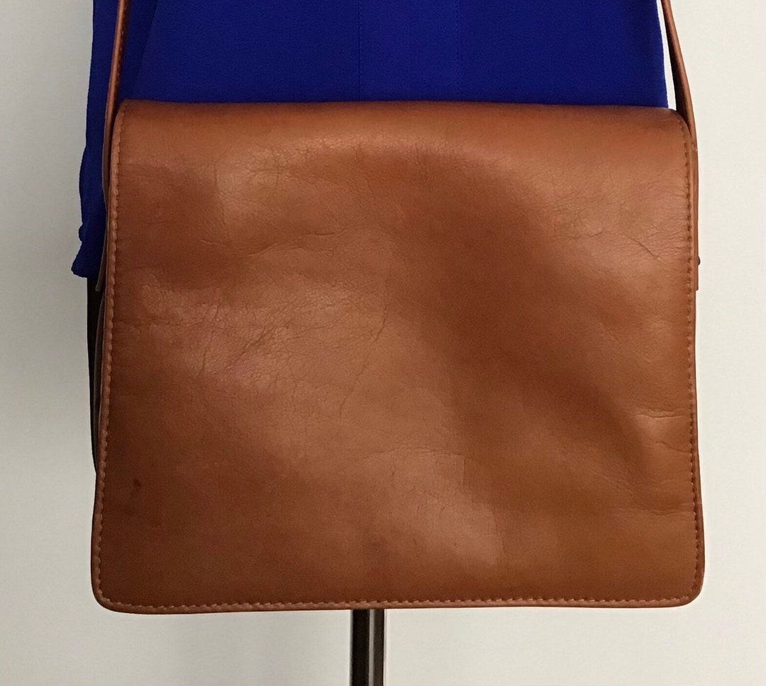 Piel Leather Messenger Organizer Crossbody Handbag Camel Leather Etsy