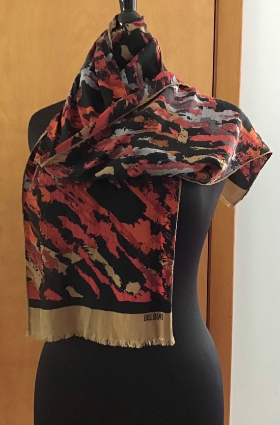 Bill Blass Silk Scarf Fall Colors Autumn Shades H… - image 1